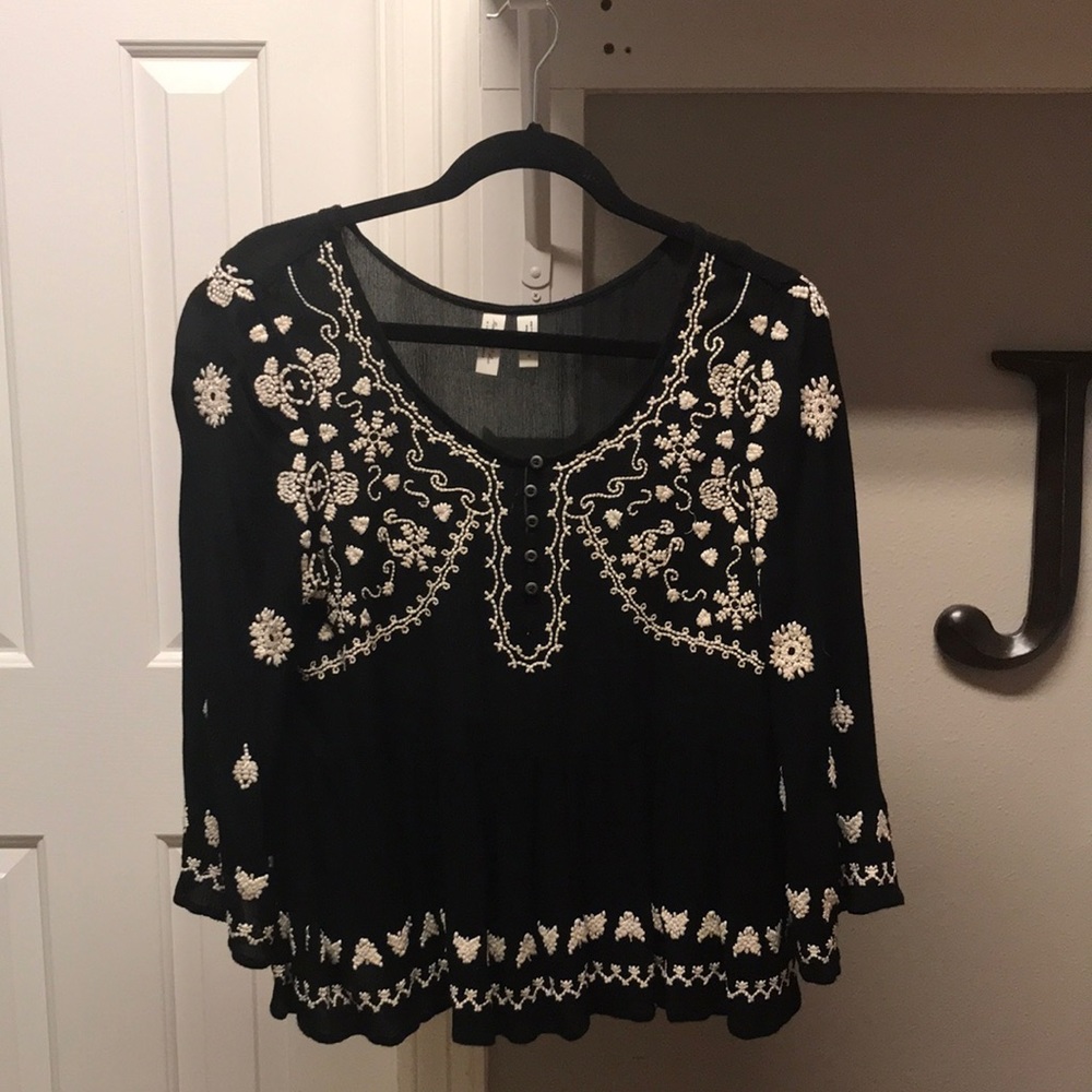 Embroidered blouse Anthro Meadow Rue